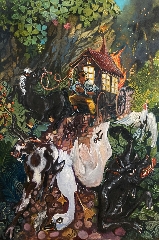Adrian Geller, Le Chariot, 2022, 195 x 130 cm, Oil on canvas